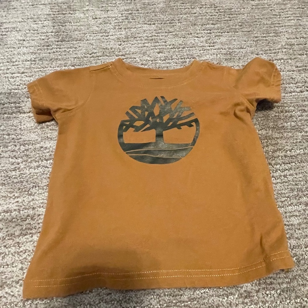 Timberland Boys T-Shirt – Size 18 Months – Wheat‎ Kennebec River Tree Logo Tee